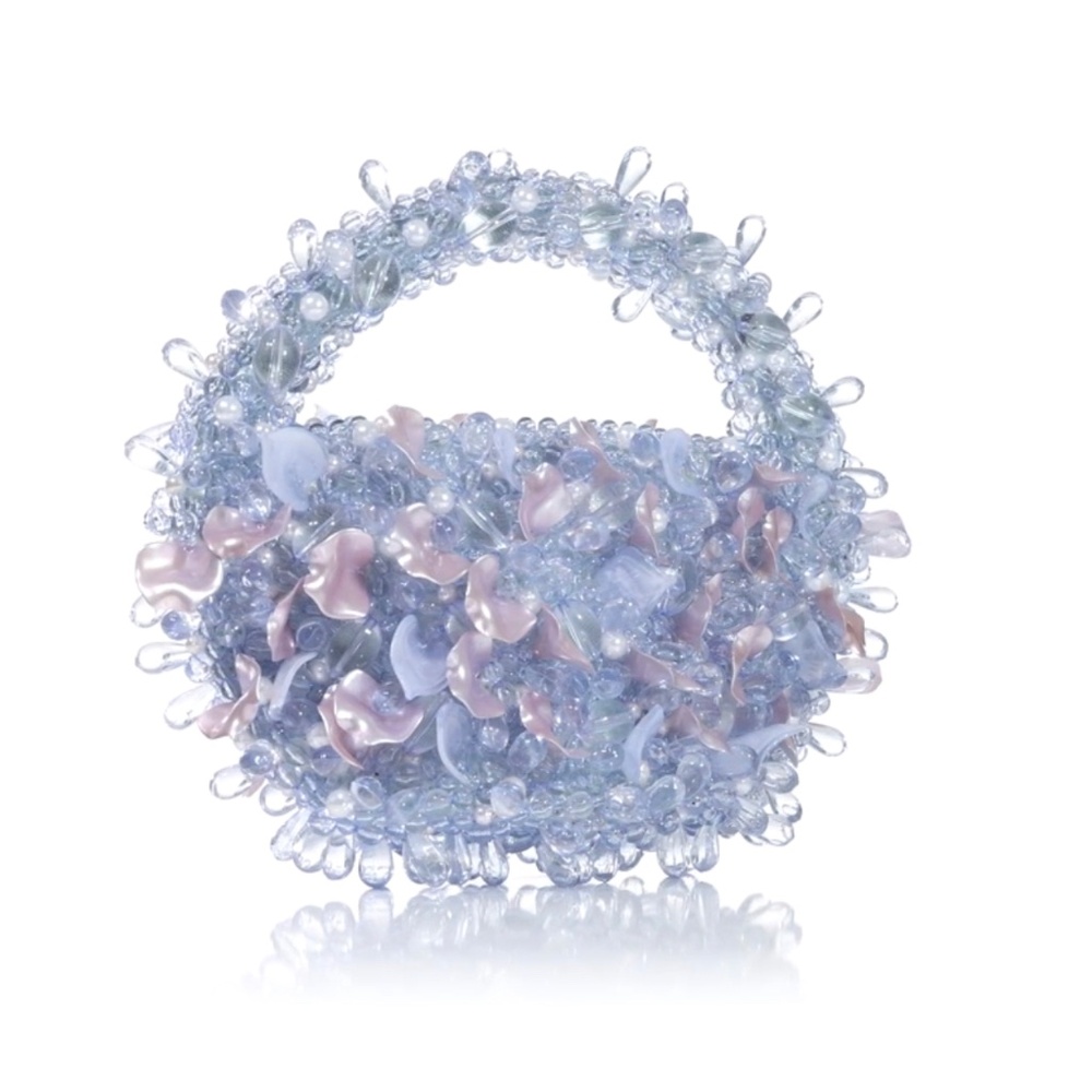 Clio Peppiatt Petal Beaded Bag Hydrangea NWT